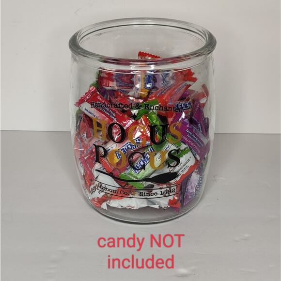 Hocus Pocus Broom Company Clear Glass Halloween Candy Jar Canister - Picture 11 of 12